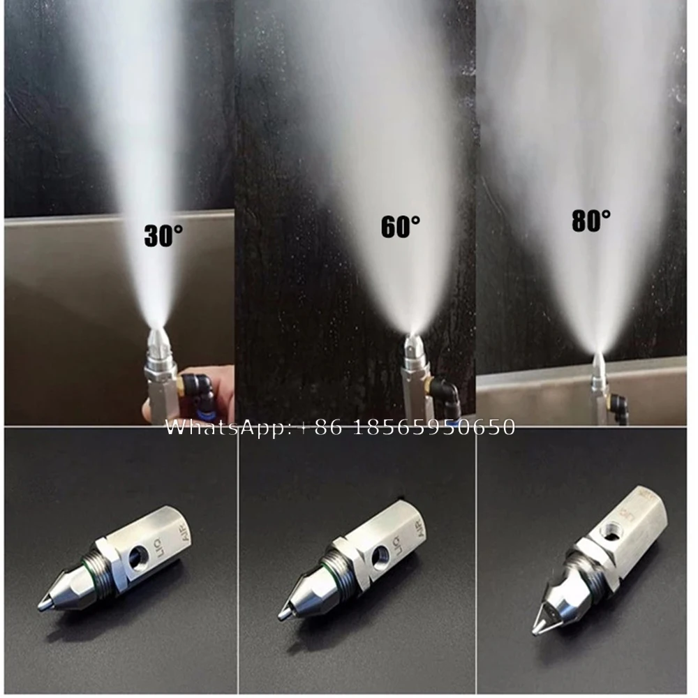 Air Atomizer Spray Nozzle Ultrasonic Nozzle Dry Fog Super Fine Mist Air Atomizing Nozzle 304 Stainless Steel Dust Removal Nozzle