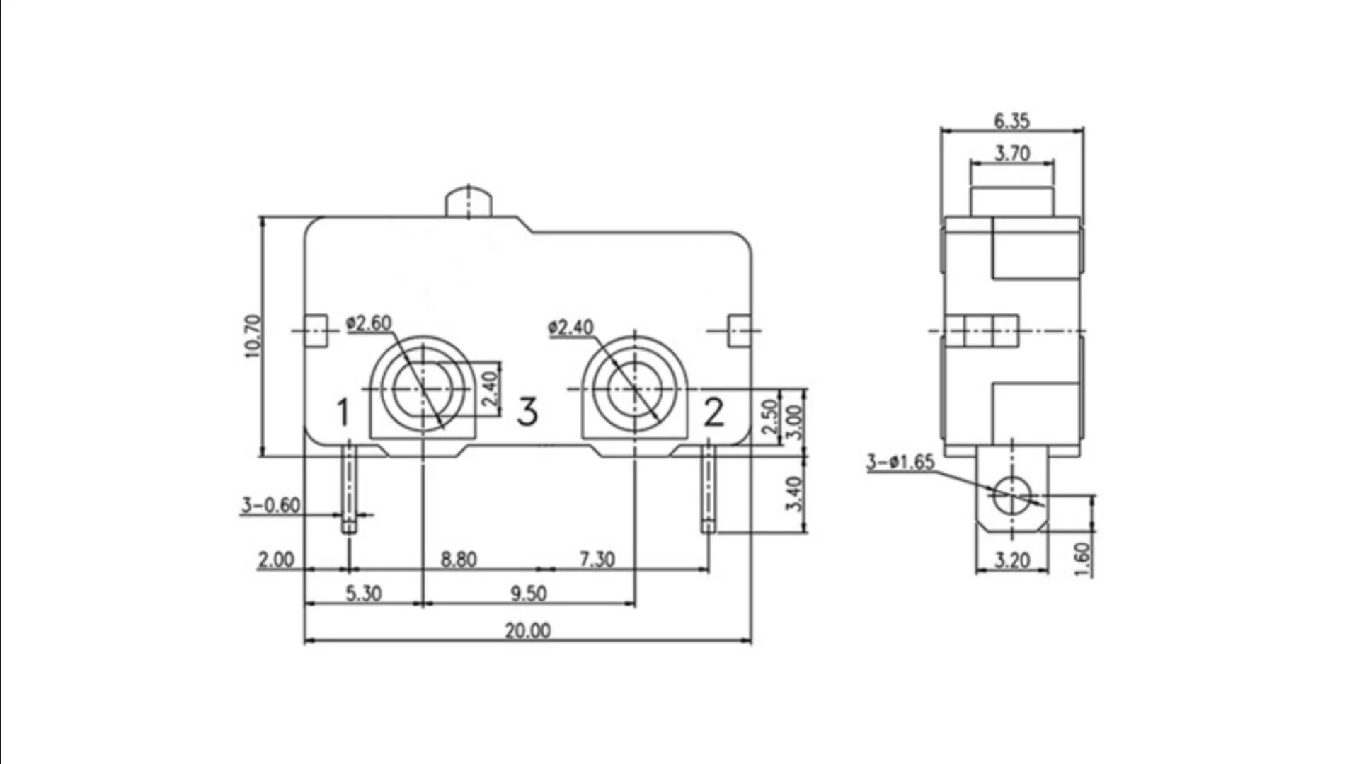 Mini Micro Switch 2pins SPST-NO Without Lever Mini Micro Switch For Juicer