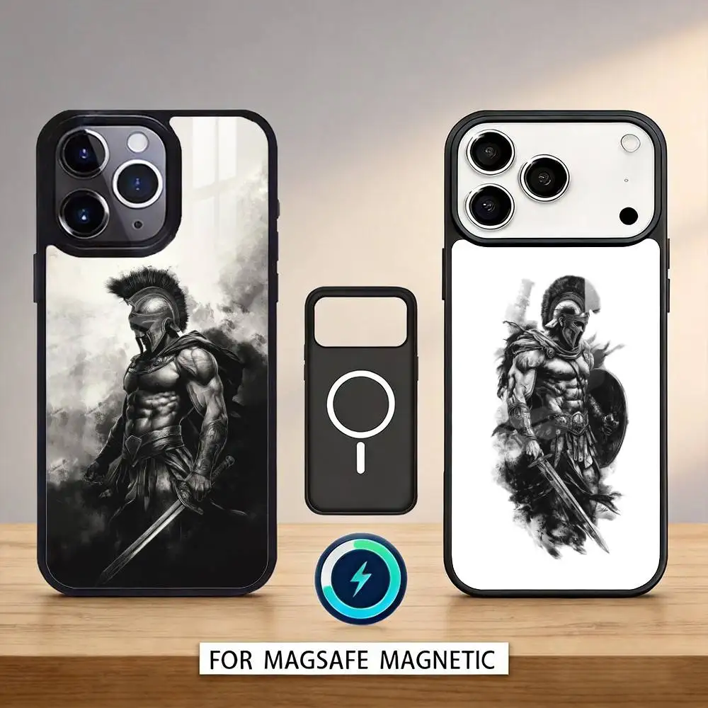 

1PC Cool S-Spartan Phone Case For iPhone 17,16,15,14,13,12,Pro,Max For Magsafe Magnetic Wireless Charging