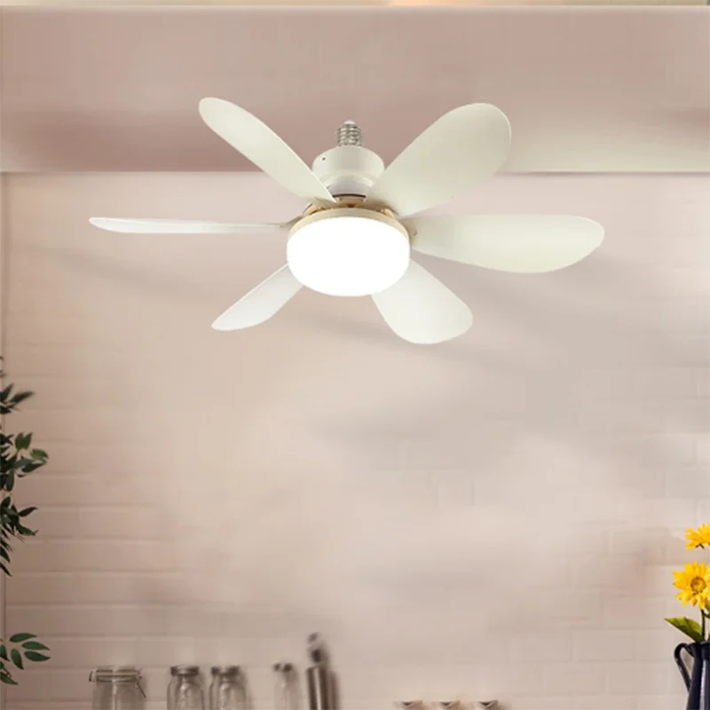 Socket Fan Light with Remote Control Portable Ceiling Fan with Lights for Bedroom Kitchen Living Room with Dimming Function