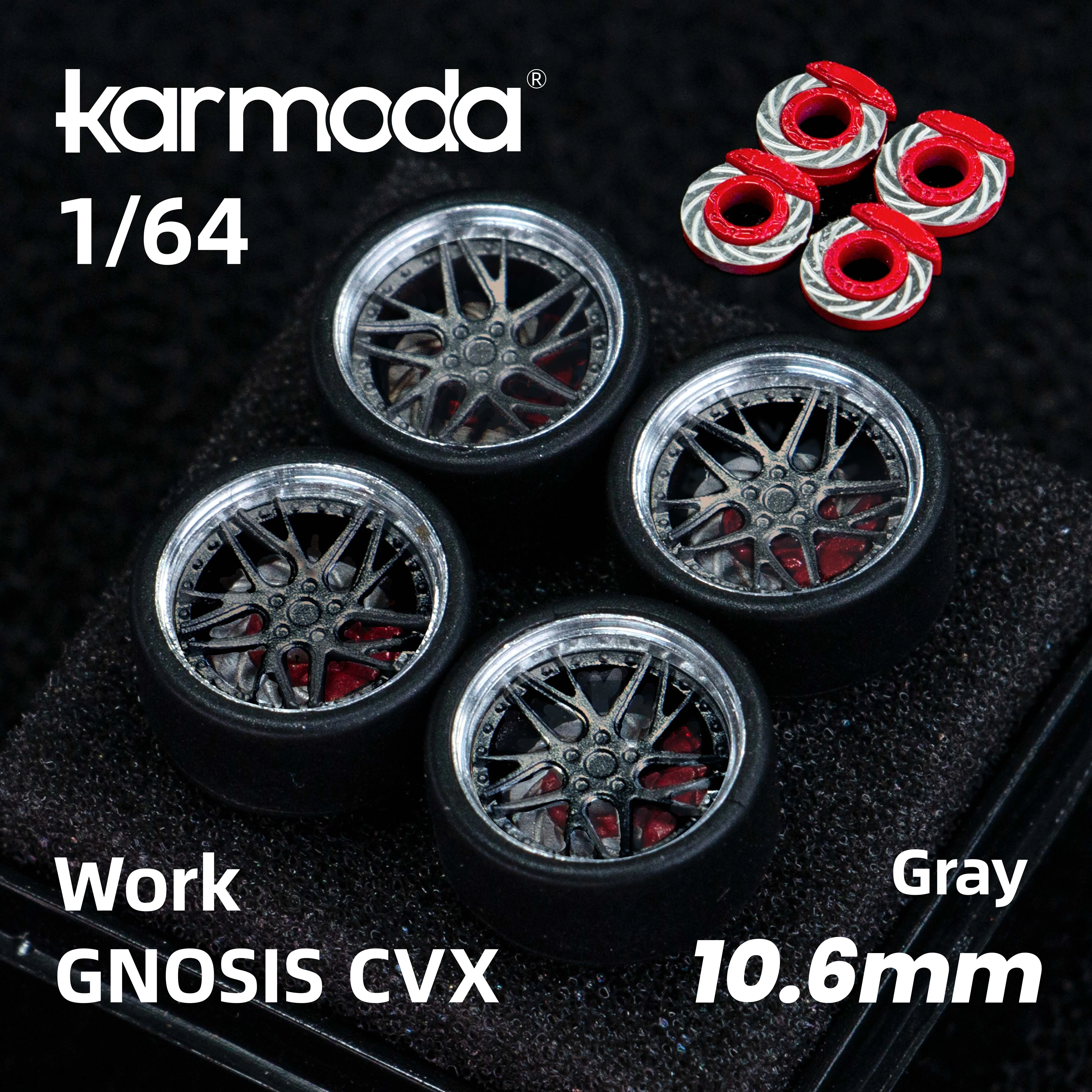 Karmoda 1/64 Work wheels hub model is suitable for hotwheel MINIGT rubber tires of 10.6mm