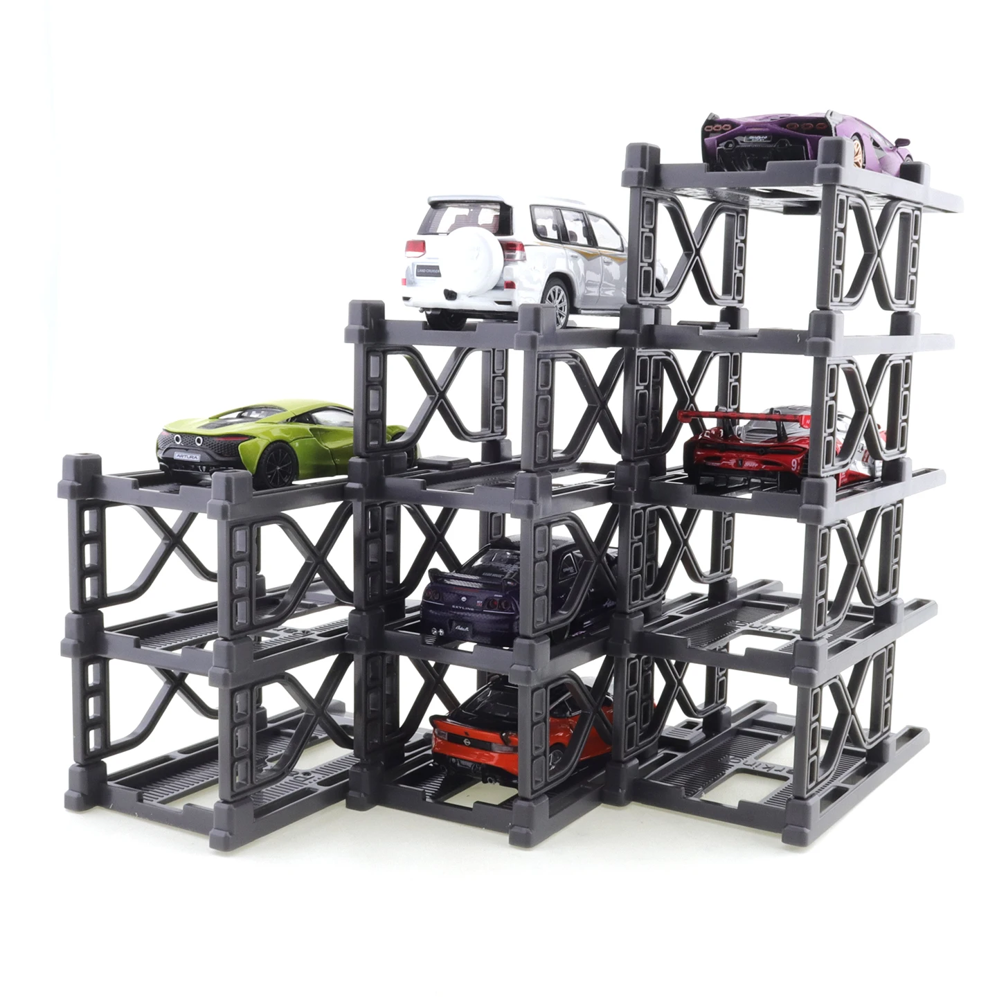 HJMX 1:64 Three-dimensional Assembly Parking Stand 12-layer Assembly Simple Parking Garage Building Model image 4
