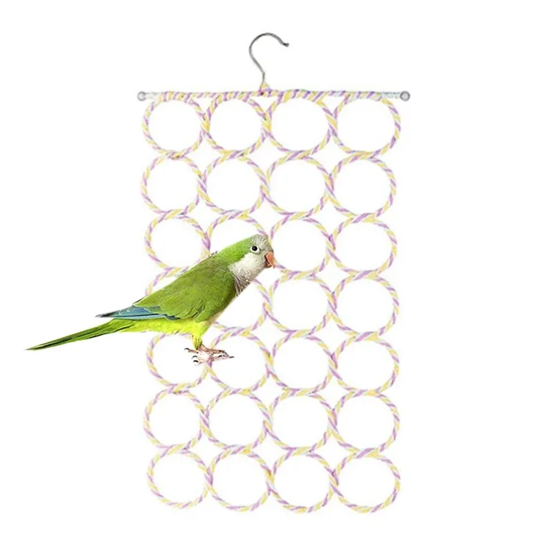 Durable Cotton Rope Ladder with Hook for Birds Parrot Colored Swing Toy Cotton Rope Ladder for Parakeets Pet Toys