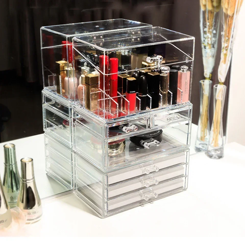 Acrylic Transparent Multi-layer Cosmetics Storage Box Stackable Drawer Large Capacity Compact Dustproof Makeup Storage Box