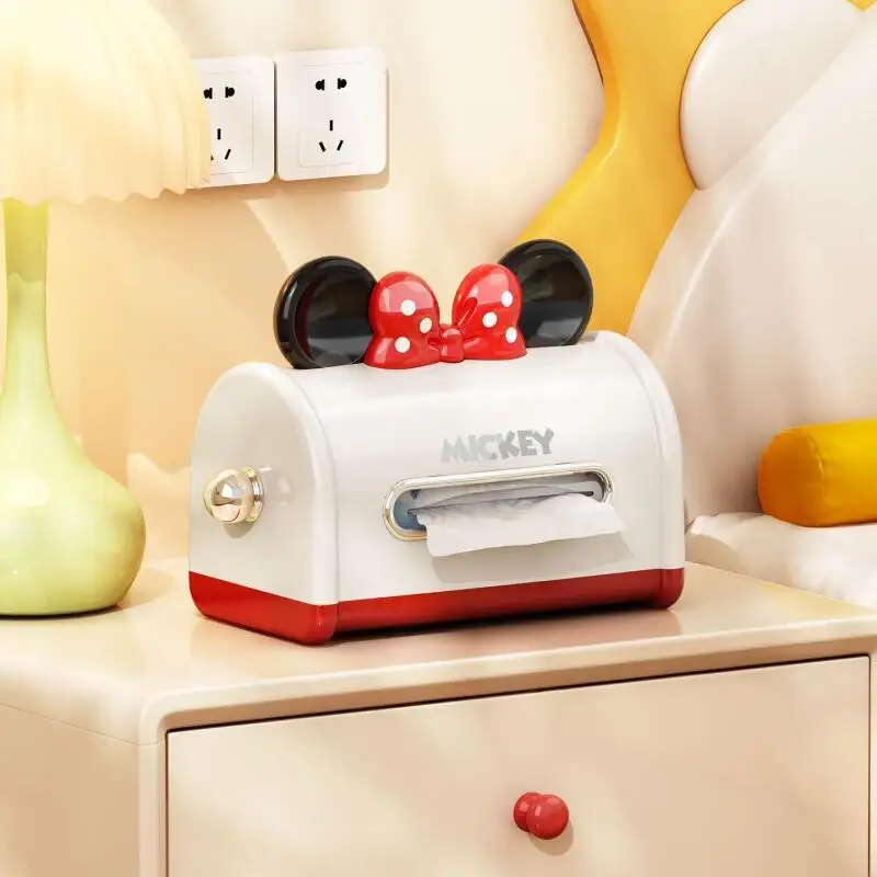 Disney Household Tissue Box Mickey and Minnie Desktop Household Cartoon Cute Napkin Storage Box Living Room Creative Paper Box view 5