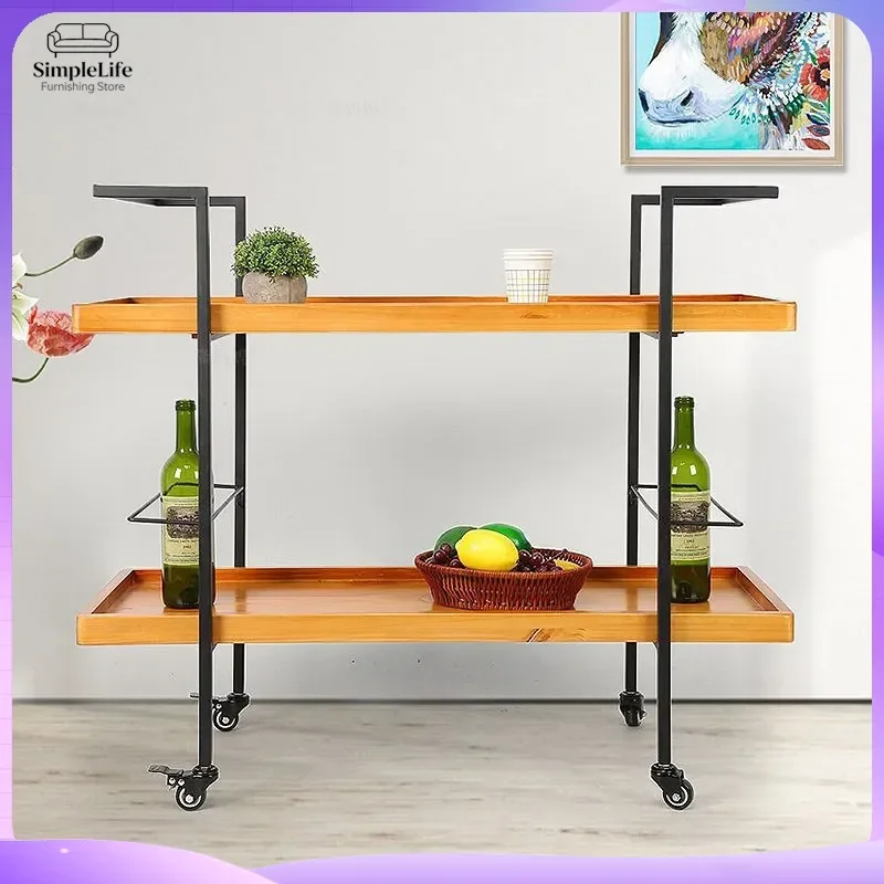 Heavy Duty Kitchen Cart with Storage Shelves and Wheels Rolling Trolley for Cooking Hot Pot Restaurant Home Bar Dining Room