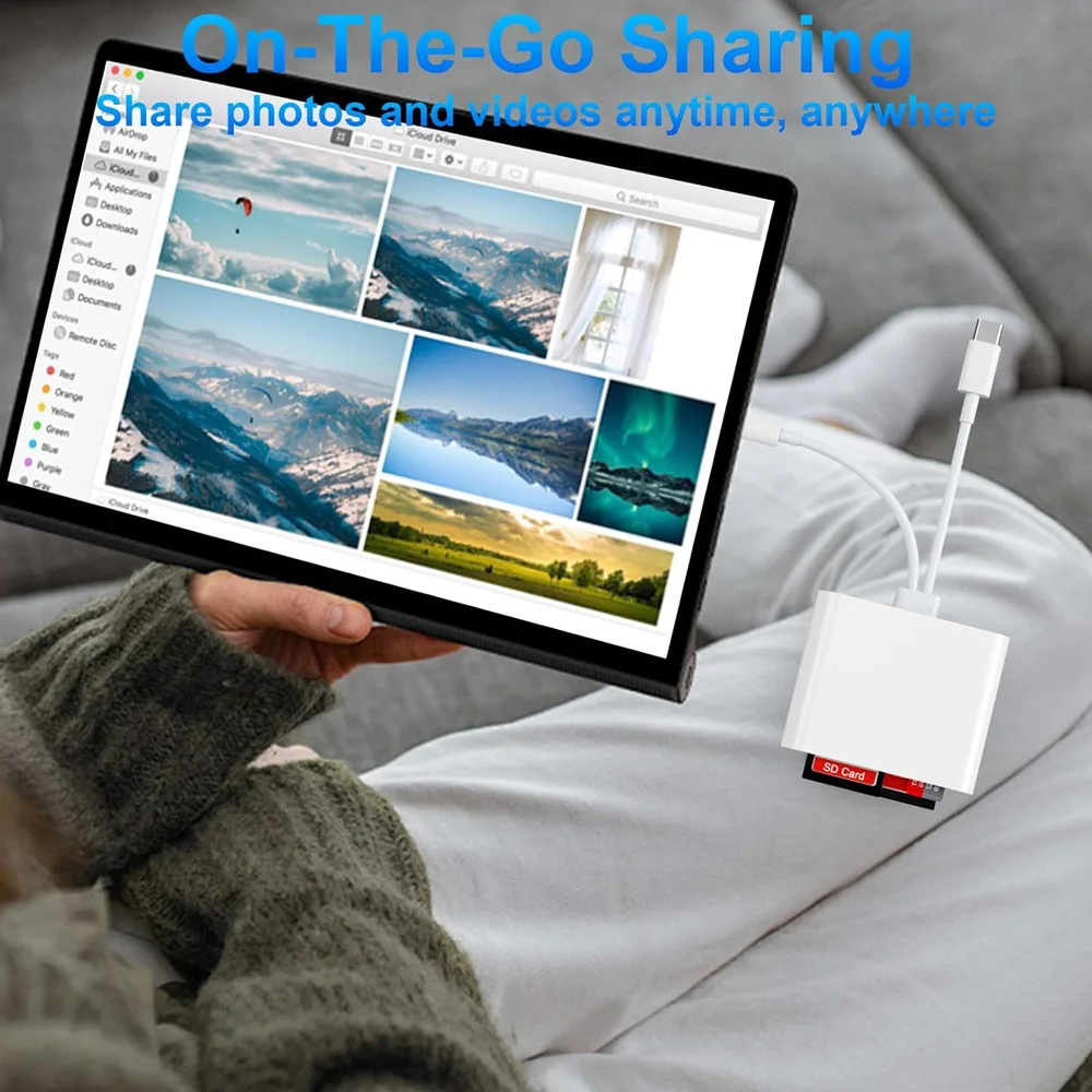 Устройство чтения SD-карт 3-в-1 Lightning Type C к SD/TF/CF Карта памяти для iPhone 16, iPad, MacBook, Samsung, Xiaomi, Multi, устройство чтения смарт-карт