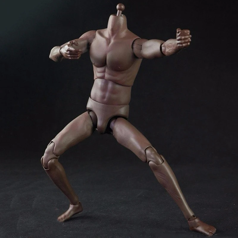 HaoyuToys 1/6 Scale Male Super Sports Muscle Articulated Body 28.5cm Light Dark Skin Action Figure Super Flexible Joint Body