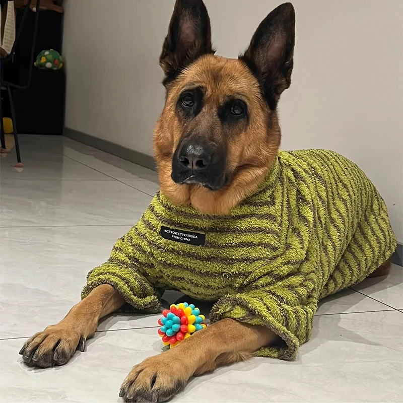 

Winter Dog Stripe Polar Fleece Sweater 2025 New Pet Suitable For Medium Large Dogs Winter Outdoor Thicken Warm Shirt Dog Clothes