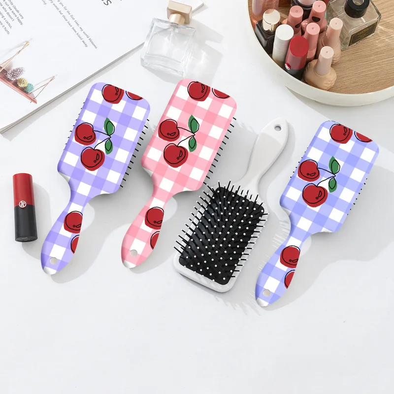1pc printed pattern square airbag comb,comfortable anti-static air cushion,nylon brush,portable comb,Special for real hair wigs