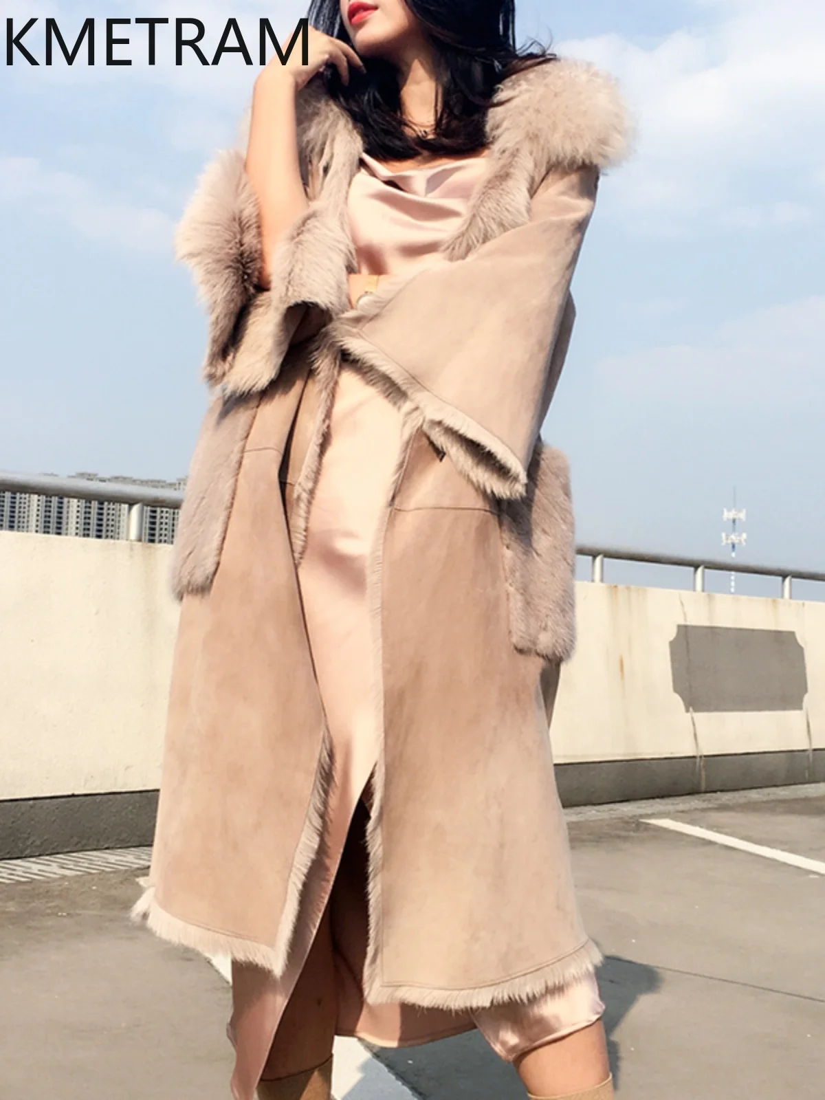 天然ヤギ革ウール両面毛皮ジャケット女性ロングリアルファーコート冬のレザージャケット女性服 2025 шуба женская