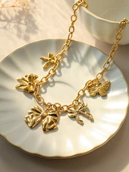 Necklace butterfly bow pendant necklace jewelry suitable for girls ladies gift romantic small chic sweet cute fashion jewelry