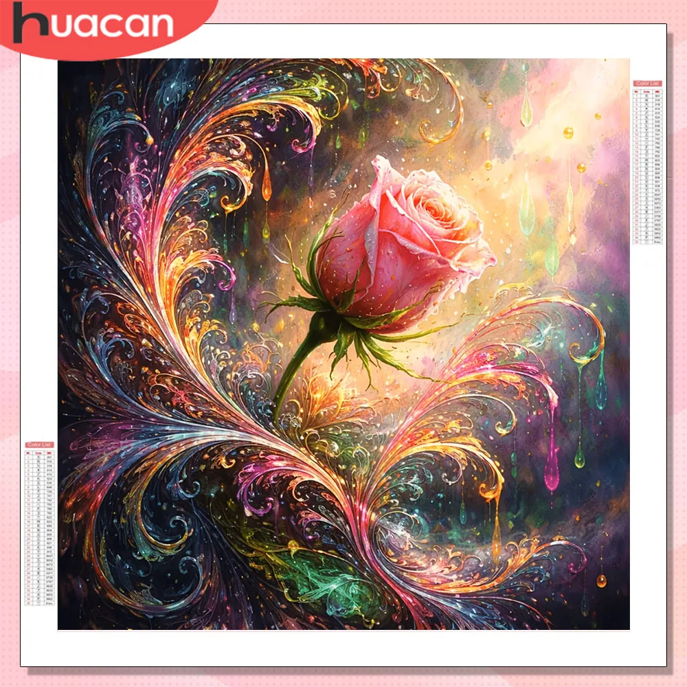 

HUACAN Diamond Mosaic Rose Flower Full Drill Handicrafts Diy Square Round Kits Diamond Painting Floral Art Crafts