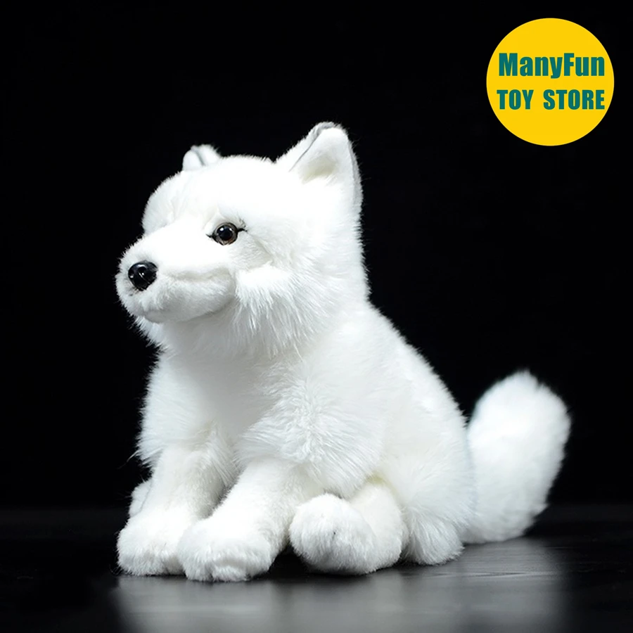 

Arctic Fox Plush Animal Realistic White Fox Stuffed Toy Lifelike Snow Fox Plushie Polar Fox Simulation Doll Collectors