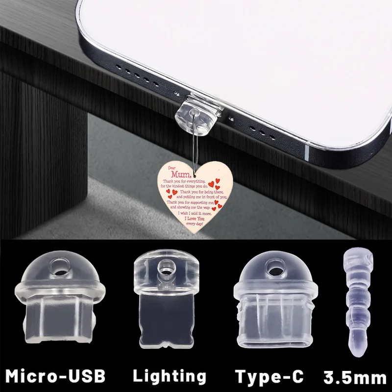 5/1Pcs DIY Dust Plug for IPhone Type C Micro Transparent Charging Port 3.5mm Earphone Jack Plug Stopper Android Dust-proof Plugs