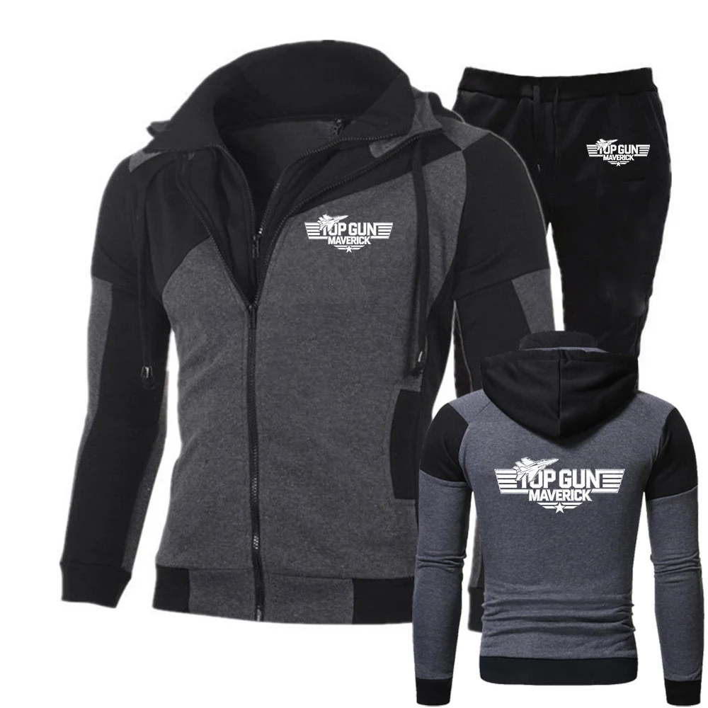 Top Gun US Navy Fighter School The new men's slant zippersuit is suitable multiple pockets Hoodies Jacket