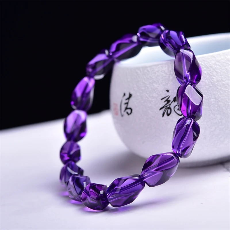 Natural Amethyst S-Shaped Bracelet Fashion Charm Mascot Couples Exquisite Jewelry Men Women Holiday Gift Personality 1PCS 8x12mm