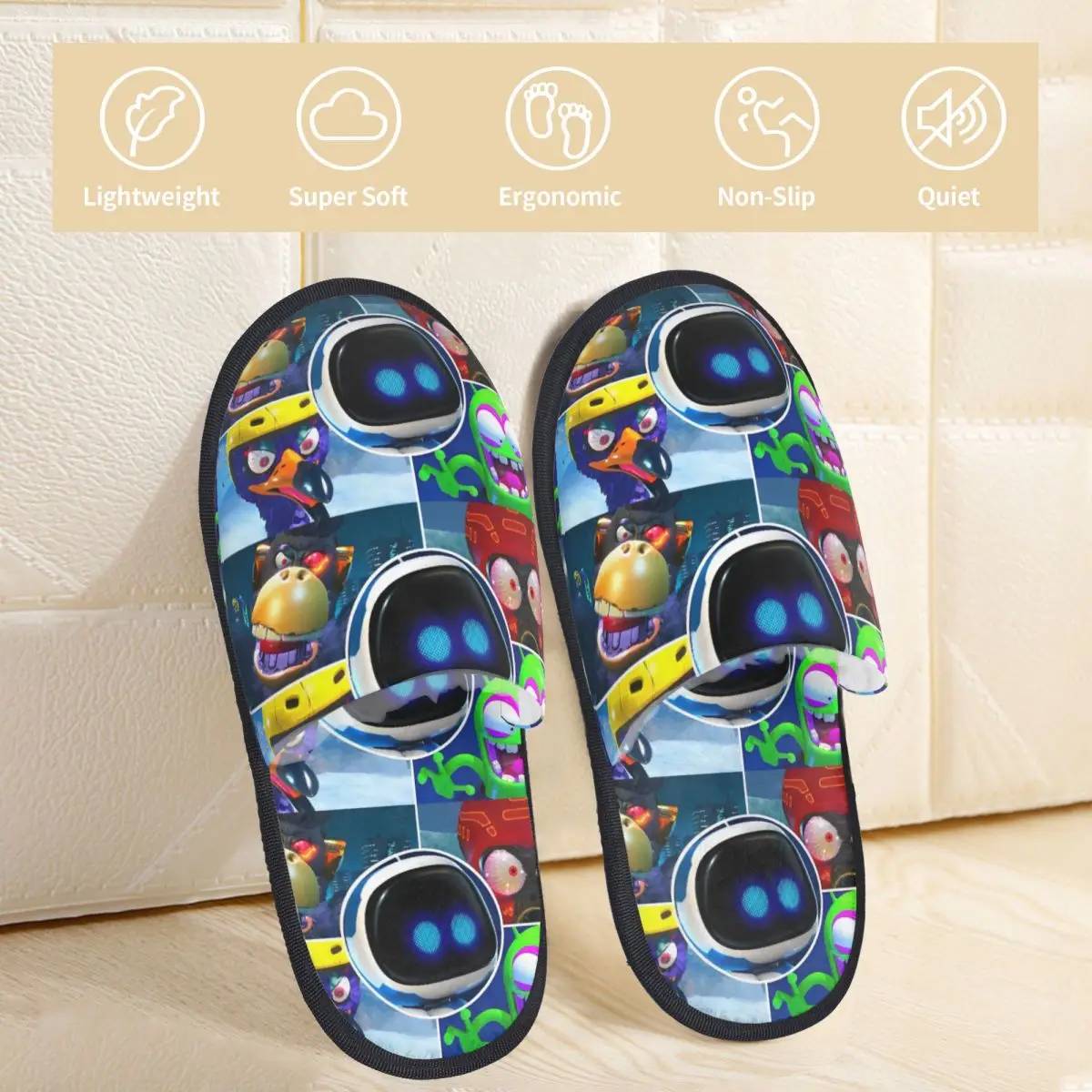 Astrobot Cartoon Game Home Cotton Slippers Anti Slip Astros Playroom Cozy Memory Foam Slippers Bedroom