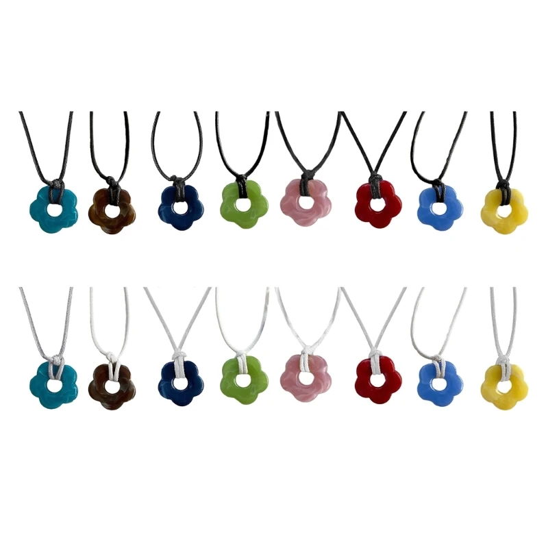 Colorful Acrylic Flower Pendant Necklace Hollow Pendant Necklaces Hollow Flower Neck Jewelry Perfect for Party Wedding Dropship