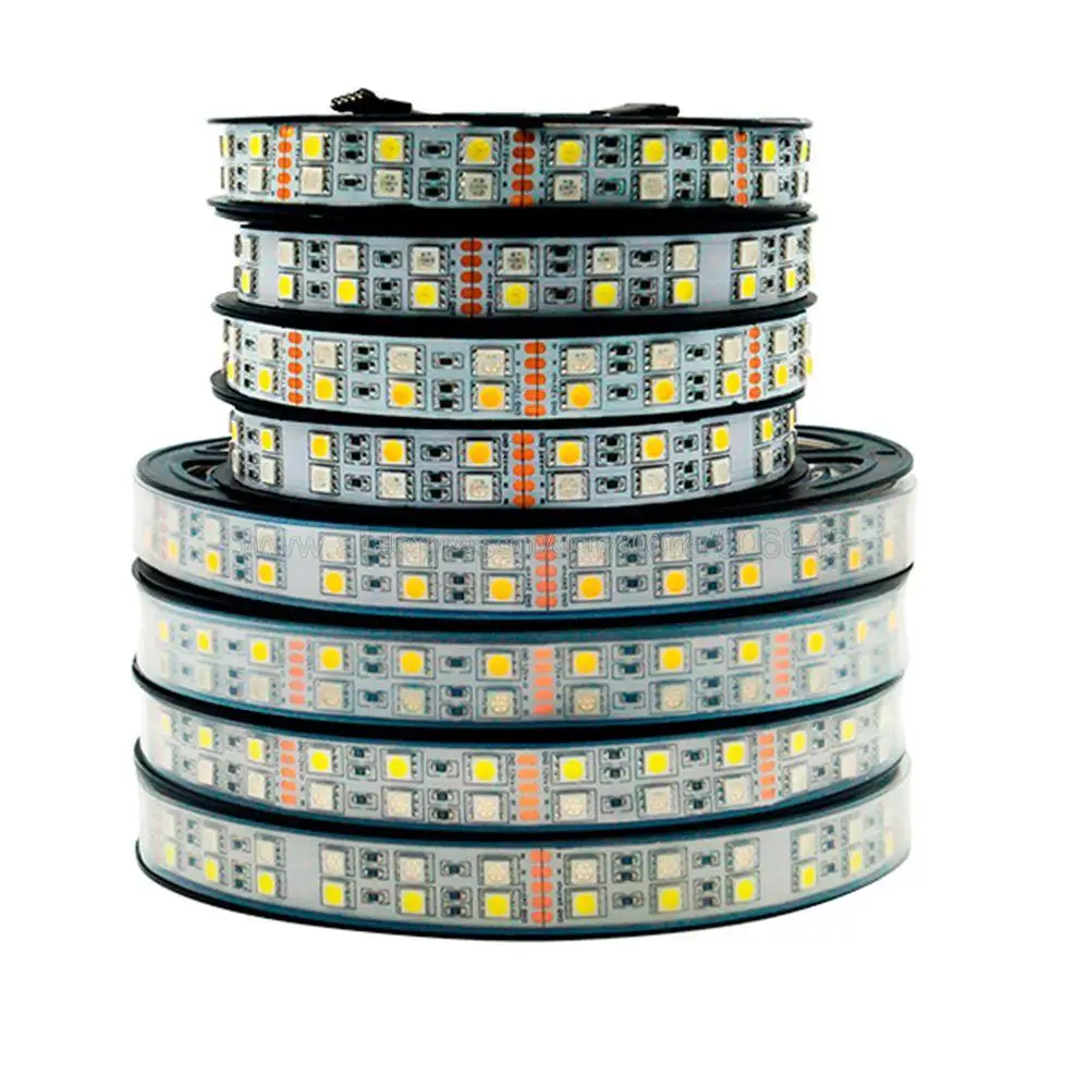 

5m 12V 24V DC SMD Double Row 5050 RGB RGBW RGBWW Cool White Warm White Flexible LED Strip 120LEDs/m 600LEDs 15mm PCB IP20 IP67