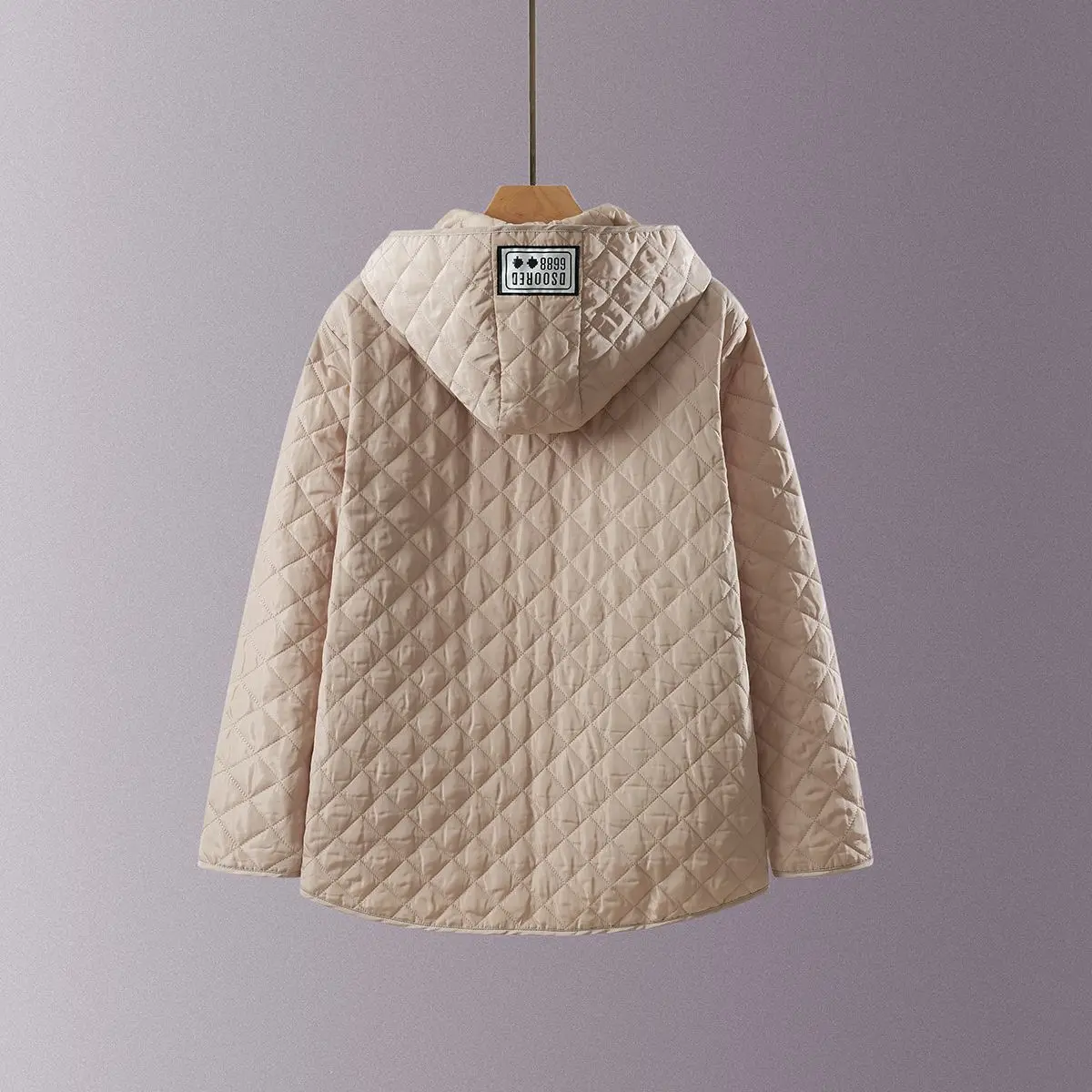 سترة قطنية خفيفة الوزن للنساء مع غطاء محرك السيارة متوسط الطول نمط لحاف مريح كاجوال من نسيج البوليستر للخريف...