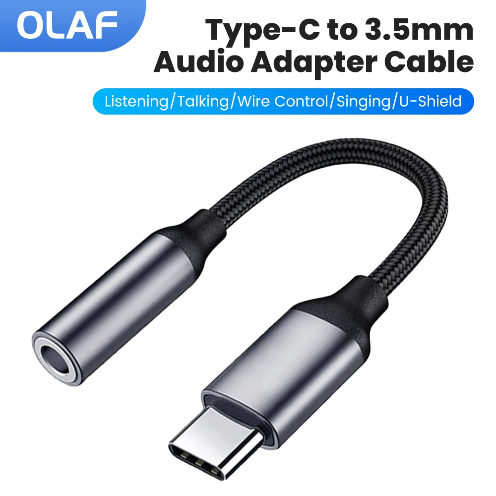 USB Type C to 3.5mm AUX Adapter Type-c 3.5mm Jack Audio Cable Headphones Cable Converter for iPhone 16 15 Samsung Galaxy S24 S23