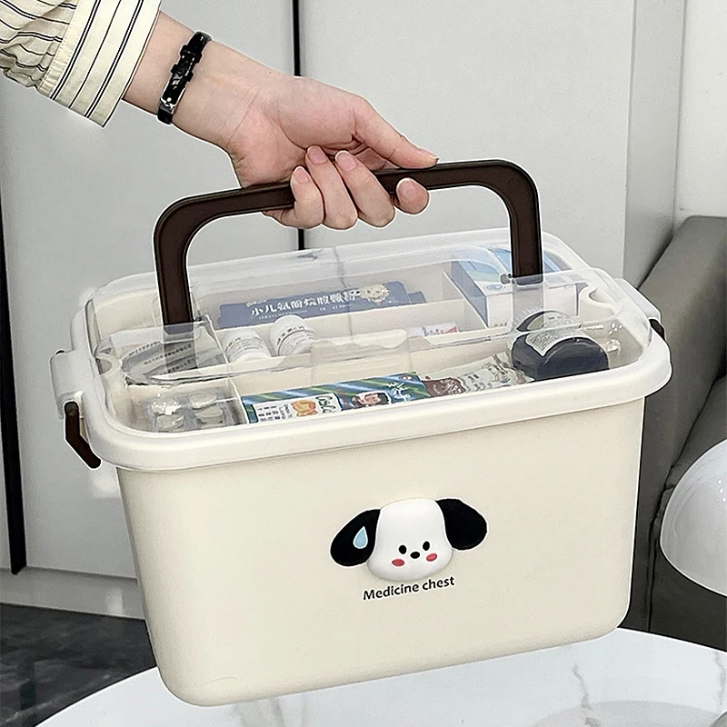 

Ящик для хранения аптечек, 2-слойный органайзер для медицинских принадлежностей большой емкости с ручками для домашнего использования, ящик для хранения первой помощи