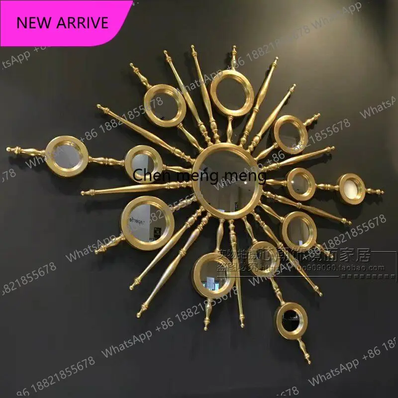 A139Entrance decorative hanging door mirror fireplace creative dining side wrought iron hall Nordic French background wall