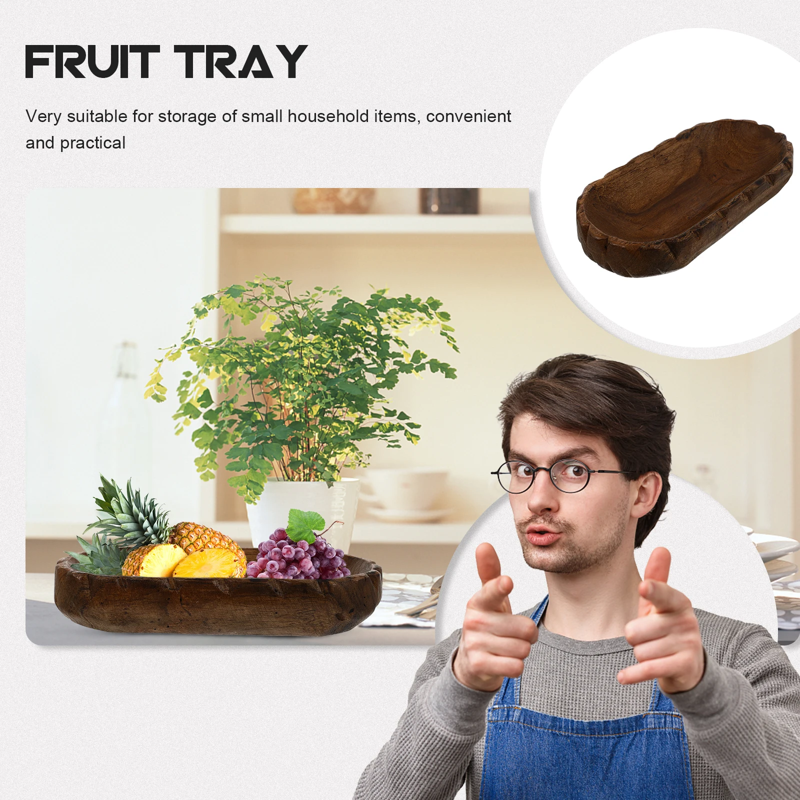 

Wavy Edge Fruit Plate Wooden Tray Practical Kitchen Bar Accessories Salad Handicraft Storage Safe Material Confidence