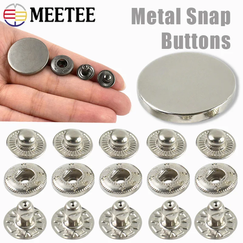

20Sets 10-25mm Flat Metal Snap Button for Bag Coat Clothes Decor Fastener Press Stud Sewing Buttons DIY Hardware Accessories