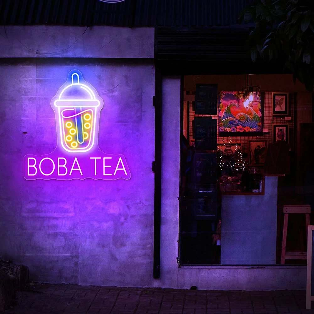 Boba Tea Neon Sign Milk Tea Led Signs for Coffee Sweet Bubble Tea Shop Decoration Custom Business Neon Sign Wall Art Decor