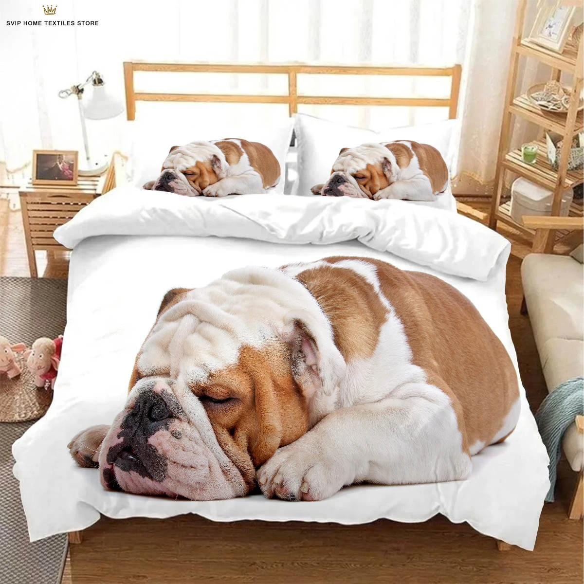 

Cute Dog Shar Pei Dog 3d Printing Quilt Cover Children's Room Bedding Set Quilt Cover Pillowcase 3 Pieces Home Textile