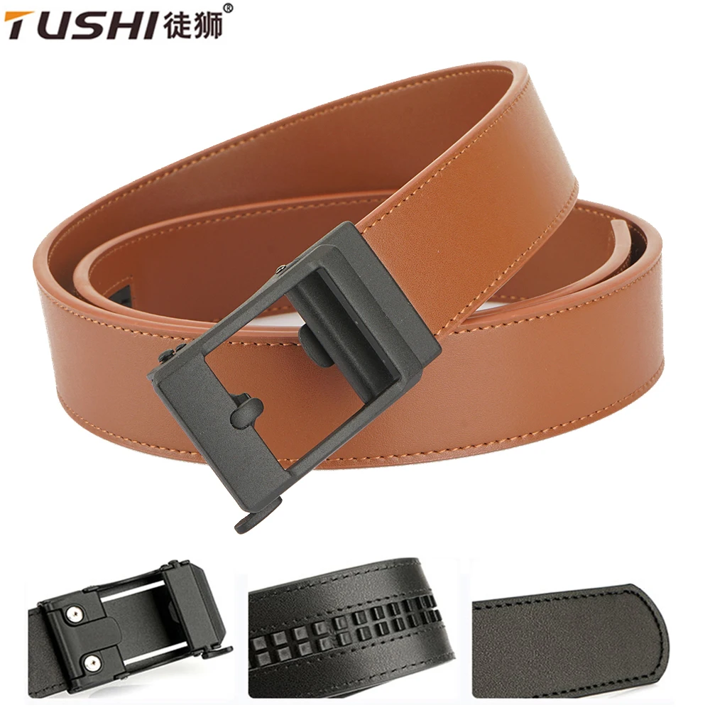 

TUSHI New Military Belt Genuine Leather Luxury Tactical Belt for Men Male Metal Automatic Buckle Designer Waist Hanging Gun Belt