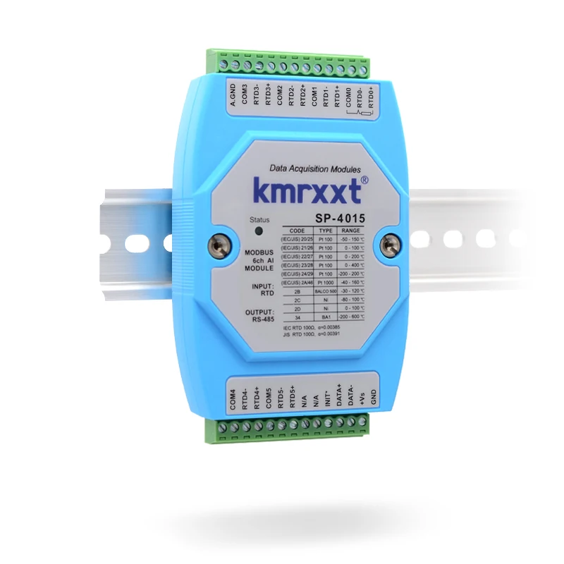 Thermal resistance temperature acquisition module 6-way RTD PT100 input isolated to RS485 Modbus DAM4015