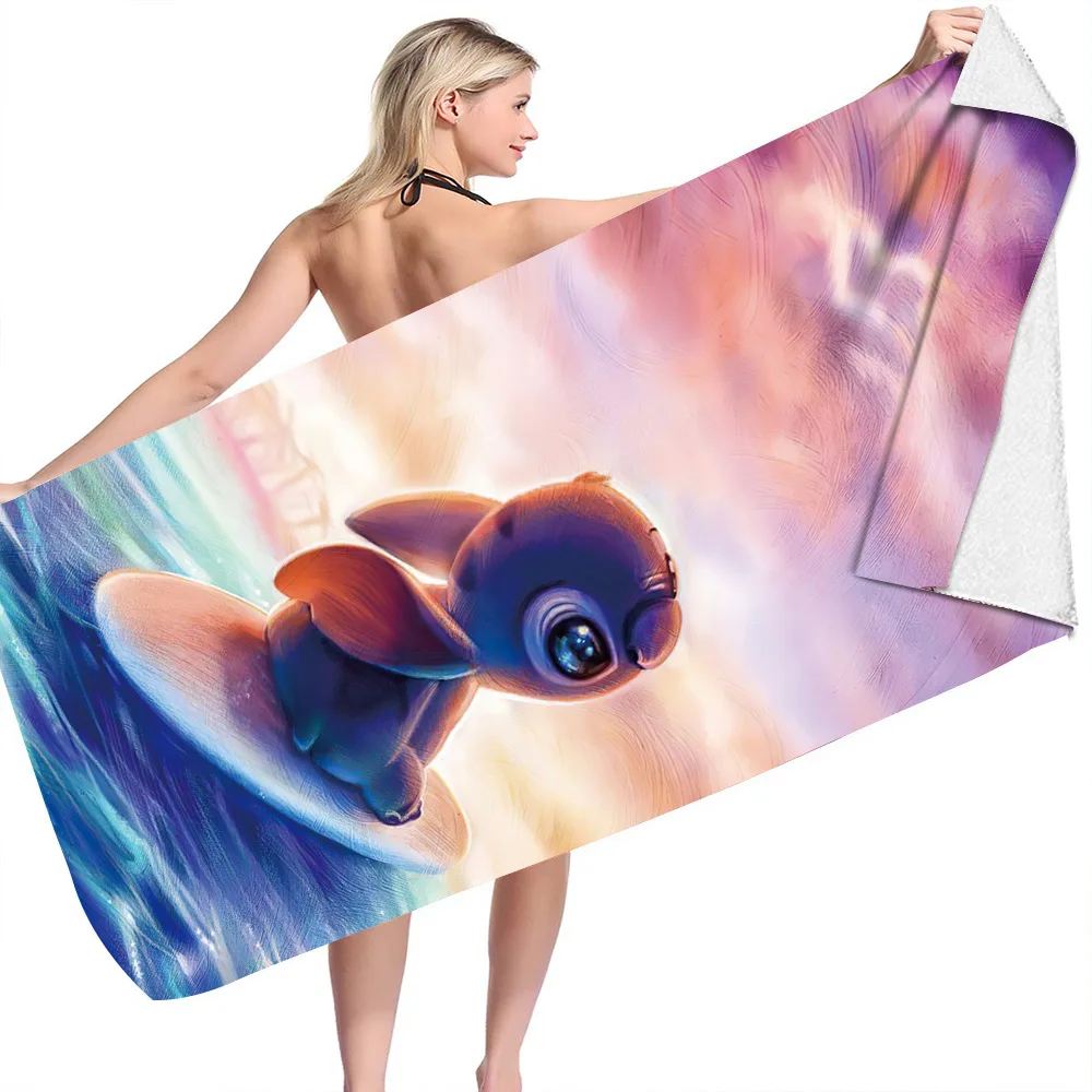 Disney Stitch & Lilo Microfiber Bad Cartoon Handdoek Dubbelzijdig Fleece Gedrukt Strandlaken Badrok Vierkante Handdoek Cadeau