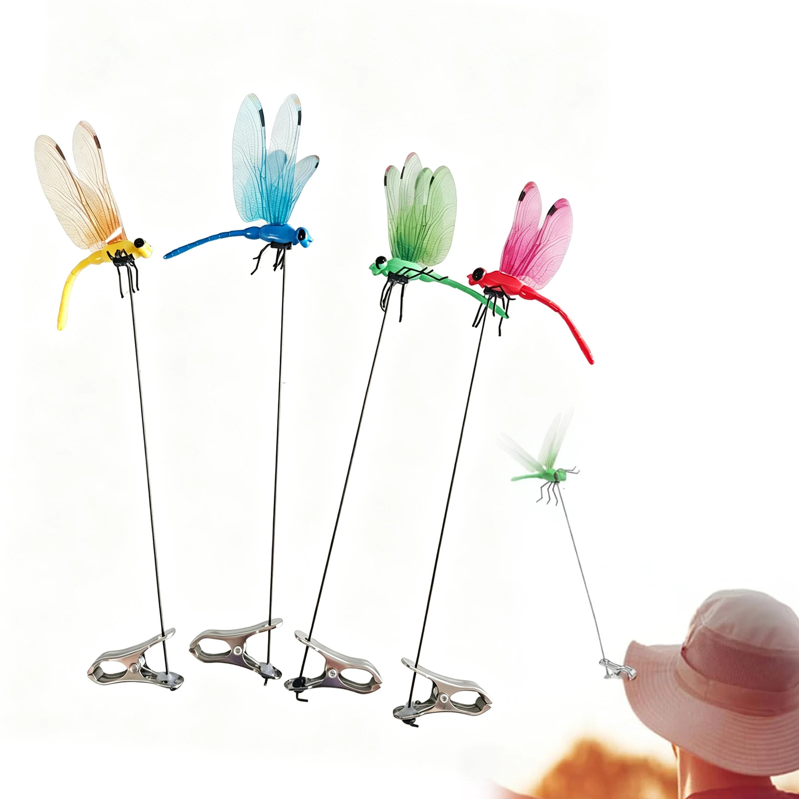 5pcs Vibrant Dragonfly Hat Clips, Realistic 3D Design Dragonfly Clips, Perfect for Hats, Vests, Summer Fall Garden Stakes