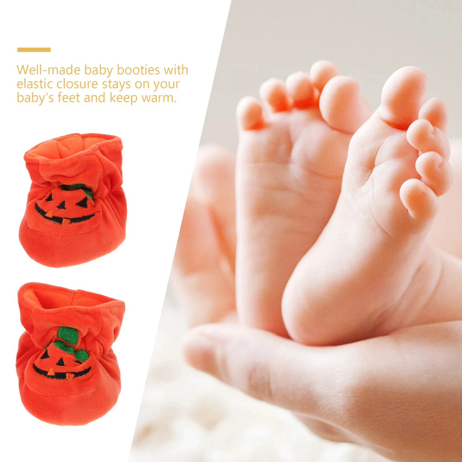 

1 пара противоскользящих детских пинеток с тыквенным узором на Хэллоуин, удобные мягкие теплые тапочки для новорожденных мальчиков и девочек