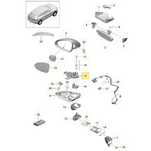 ♥   포르쉐 마칸에 적합한 오른쪽 앞쪽 후방 거울 베이스 새 제품 원본 95B 858298   씨