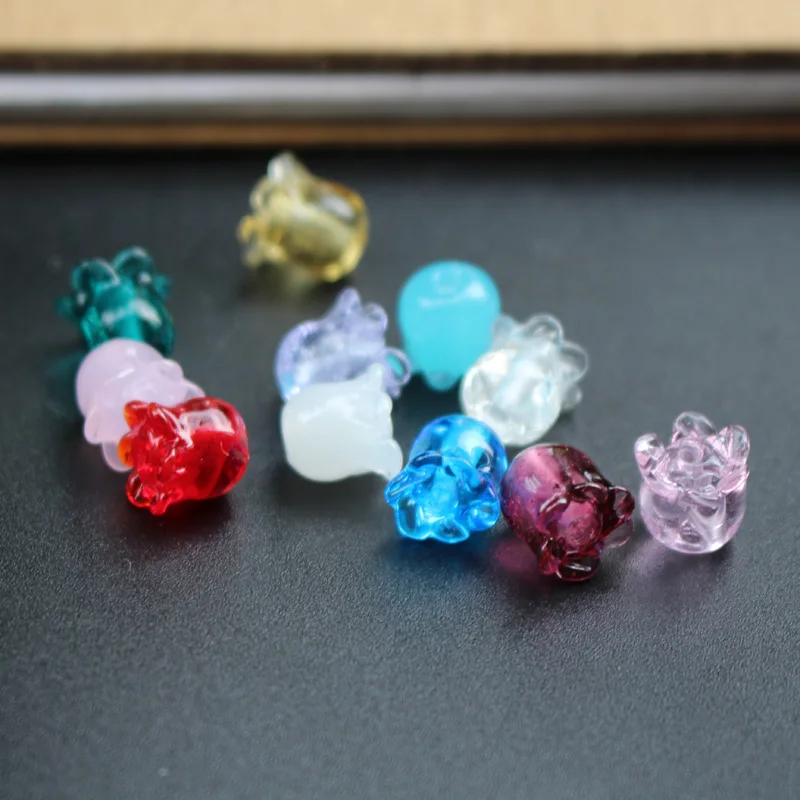 10Pcs 8mm*9mm Lovely Flower Shape Handmade Lampwork Glass Beads Multi-color for Earring Bracelet Necklace jewelry &DIY