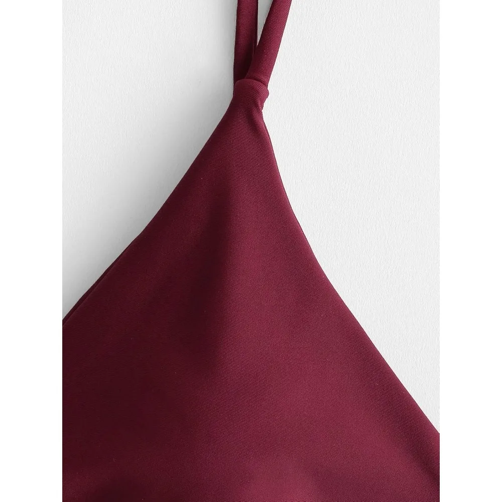 طقم بيكيني براليت بحزام سباغيتي سادة للسيدات مكون من قطعتين