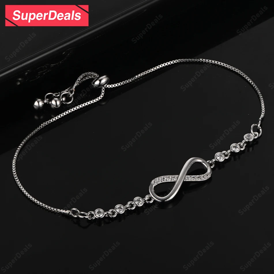 

SuperDeals AAA Zircon Number 8 925 Sterling Silver Bracelet Women Party Beautiful Jewelry Engagement Wedding Birthday Nice Gift
