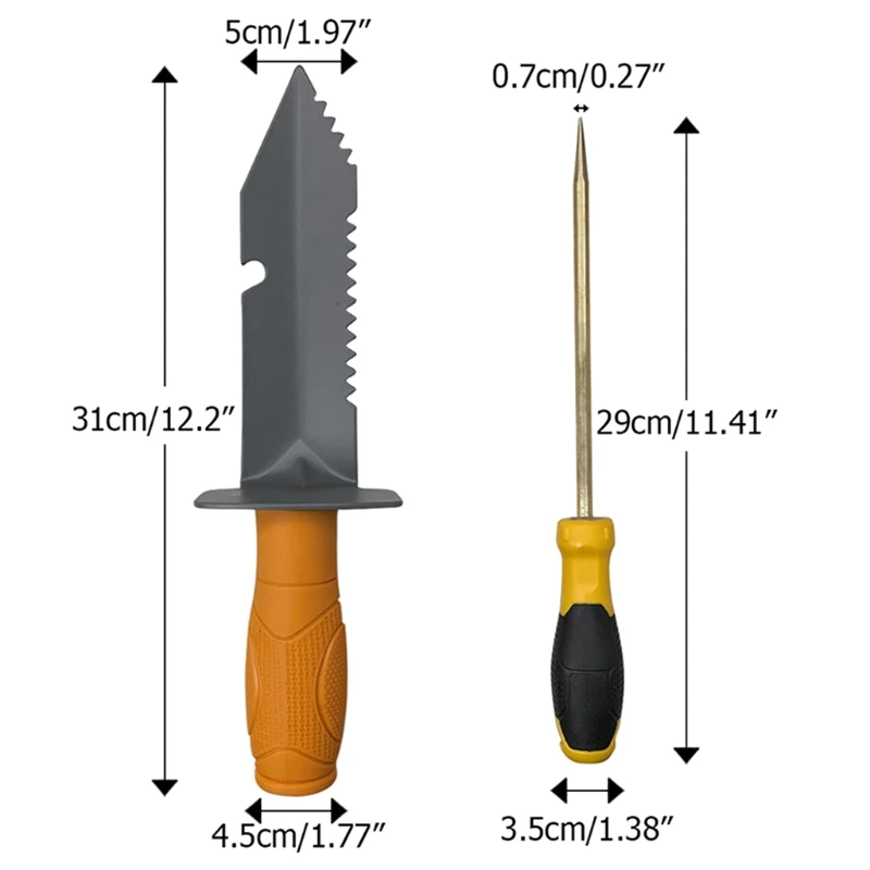 Serrated Edge Digger Sapper Shovel with Coin Probe Hand Shovel Set Premium Belt Holster Digger Tool for Metal Detecting