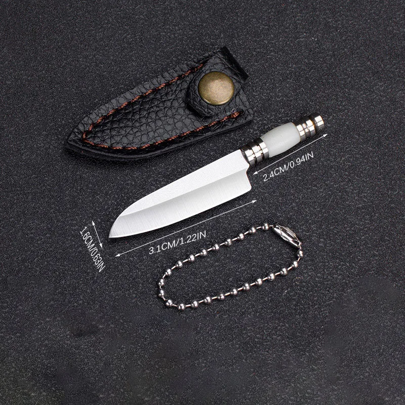 Small Straight Knife for Opening Packages, Mini Knife Made of Colorful Wood, Sharp, Micro-Sized, Keychain Accessory for Opening