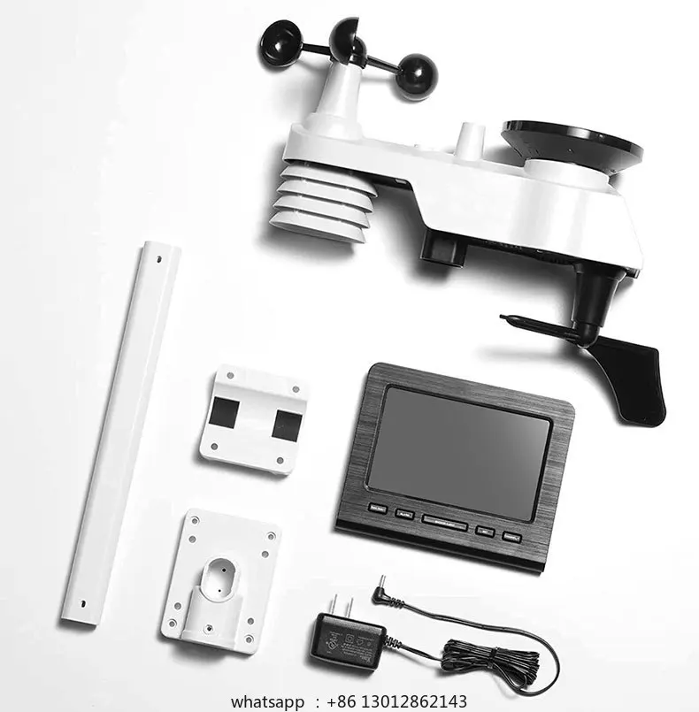 Wireless weather station weather forecaster anemometer rain gauge indoor and outdoor temperature and humidity meter