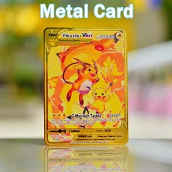 10000HP Metal Pokémon Letters Pokemon Card Charizard Vmax Pikachu Mewtwo Gold Iron Vstar Playing Cards Anime Game Toys Kid Gifts