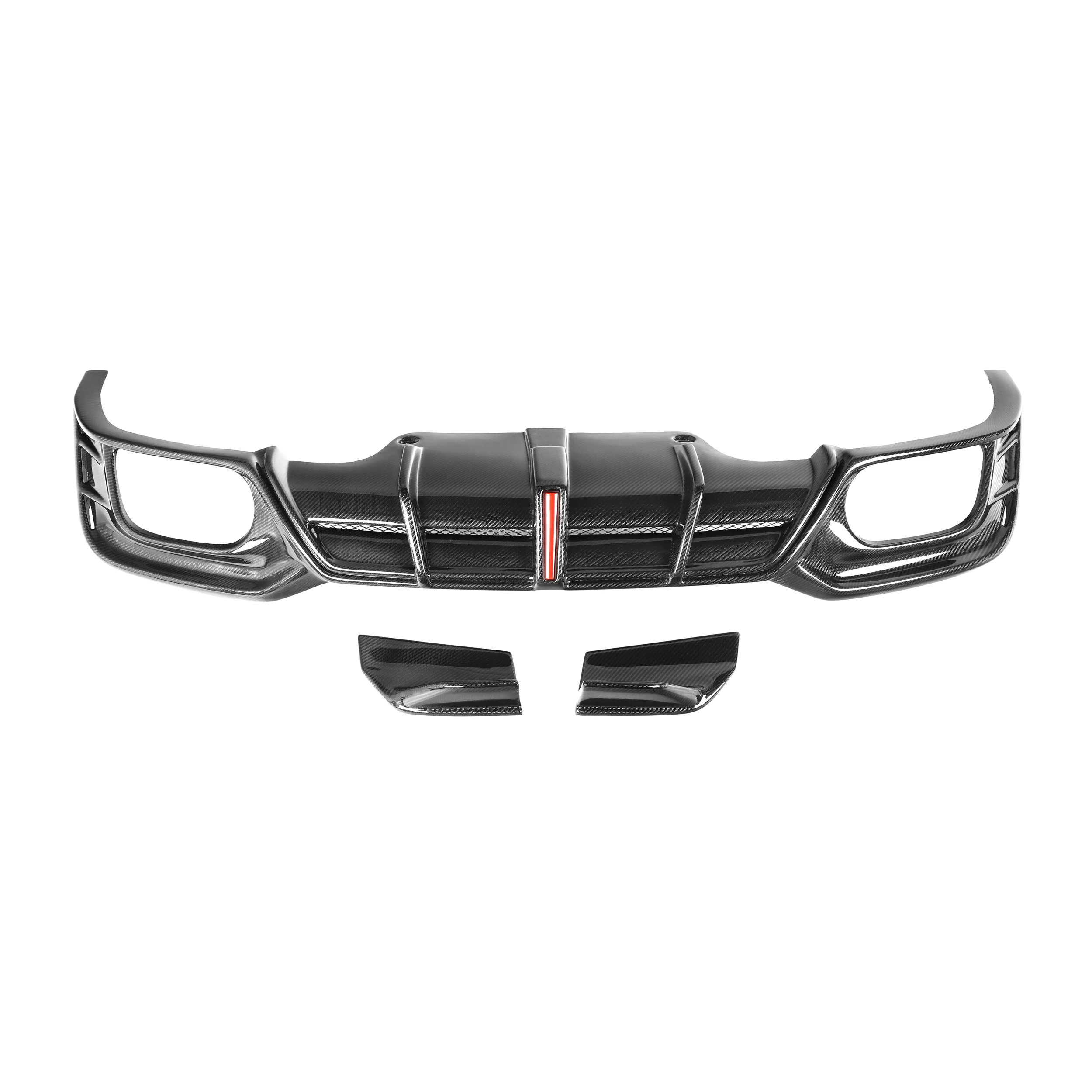 Hot selling：Good Fitment Carbon Fiber a Style Rear Diffuser with LED Light Fit for A5 B9.5 S Line Sedan 2021+ Rear Bumper D