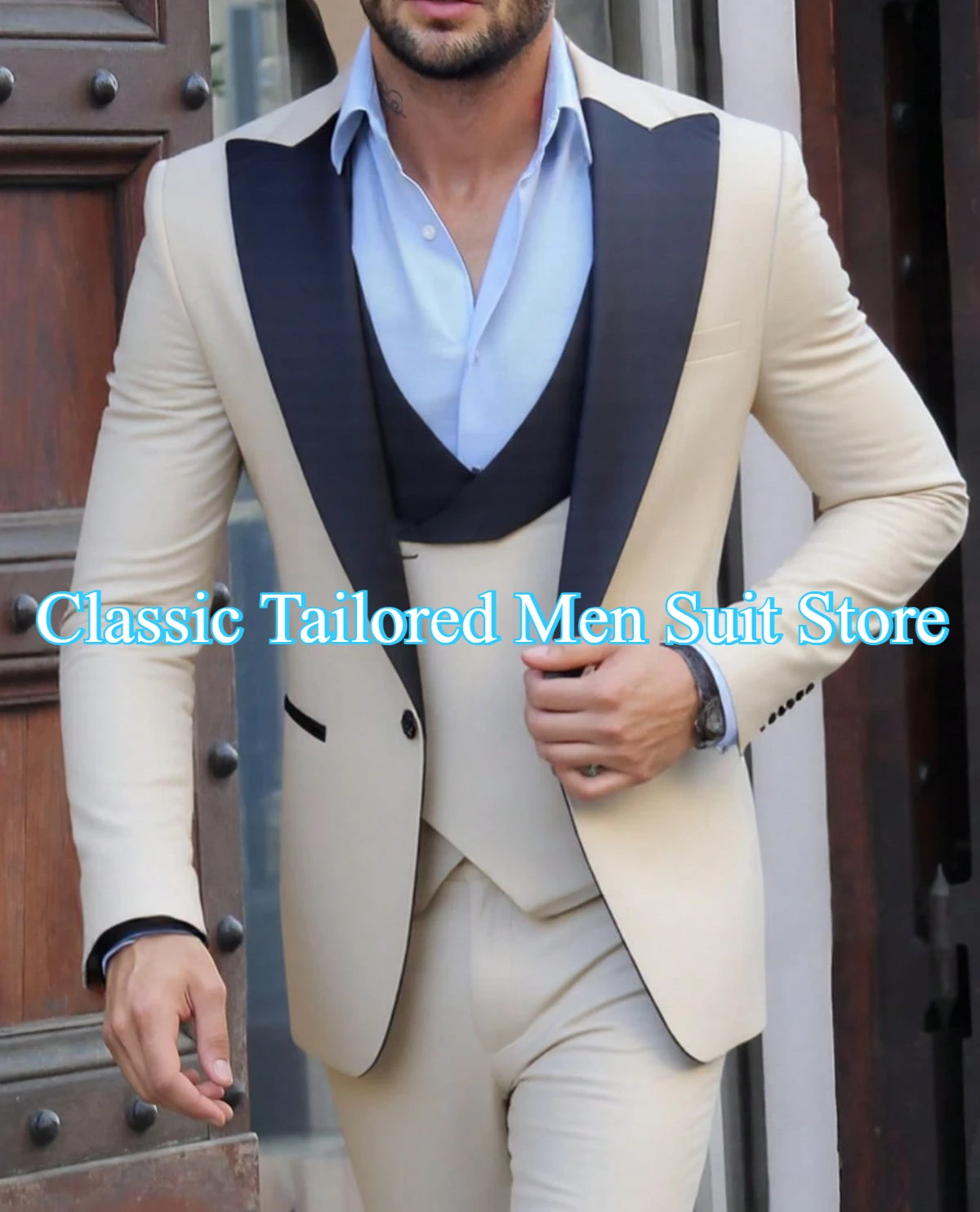 

High Quality Men's Suits Fashion Single Breasted Peak Lapel Slim Fit Male Clothing Customzied 3 Piece Jacket Pants Vest Sets