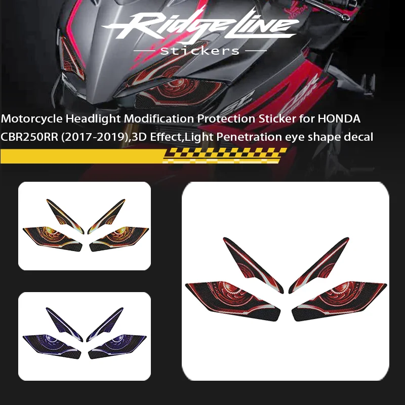 

Motorcycle Headlight Modification Protection Sticker for HONDA CBR250RR (2017-2019),3D Effect,Light Penetration eye shape decal