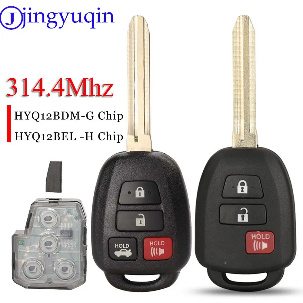 Jingyuqin 3/4 Buttons HYQ12BDM 314.4Mhz Remote Key G/ H Chip For Toyota Camry Corolla 2012-2017 HYQ12BEL No Mark