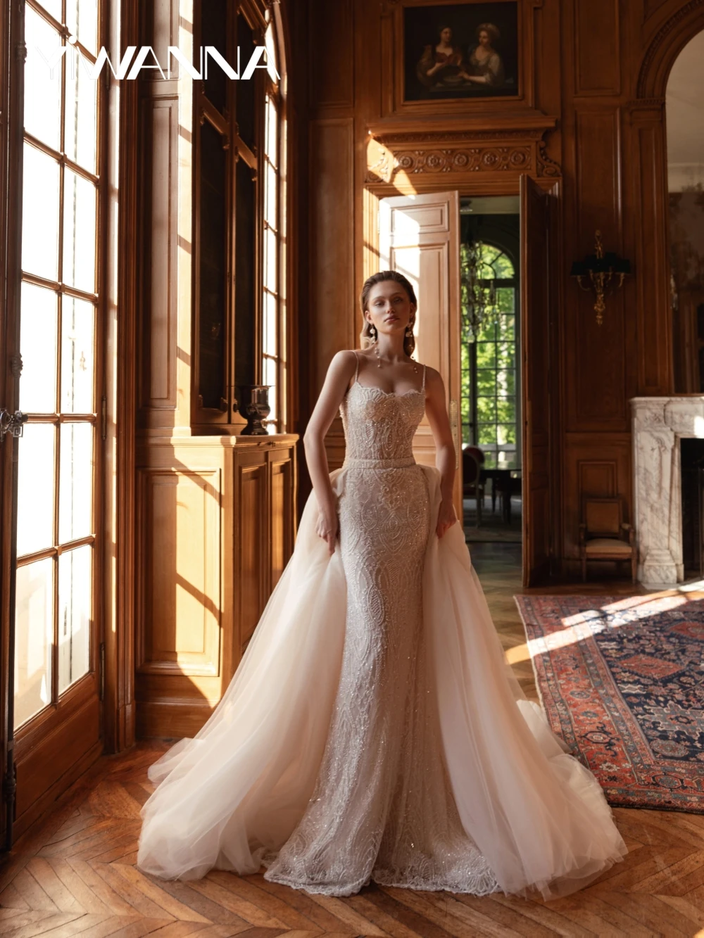 

Luxurious Beaded Lace Mermaid Wedding Dress With Detachable Train Spaghetti Straps Bridal Gown New Customized Dresses For Bride